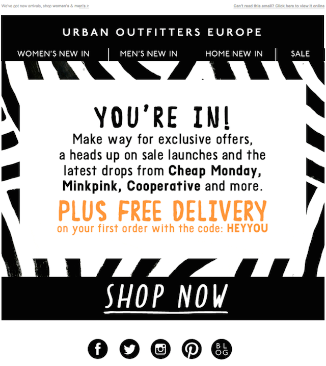 Newsletter: Urban Outfitters Europe