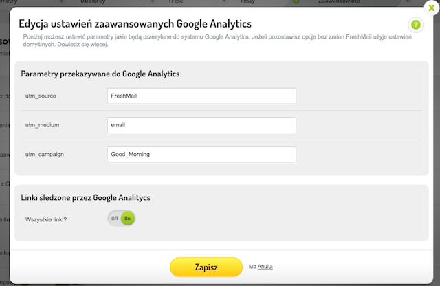 Google Analytics we FreshMailu