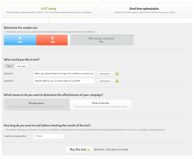 A/B test in FreshMail