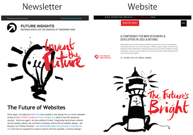 Newsletter and website example