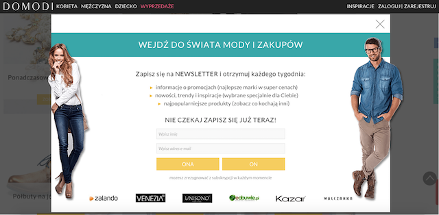 Formularz zapisu pop-up: Domodi.pl