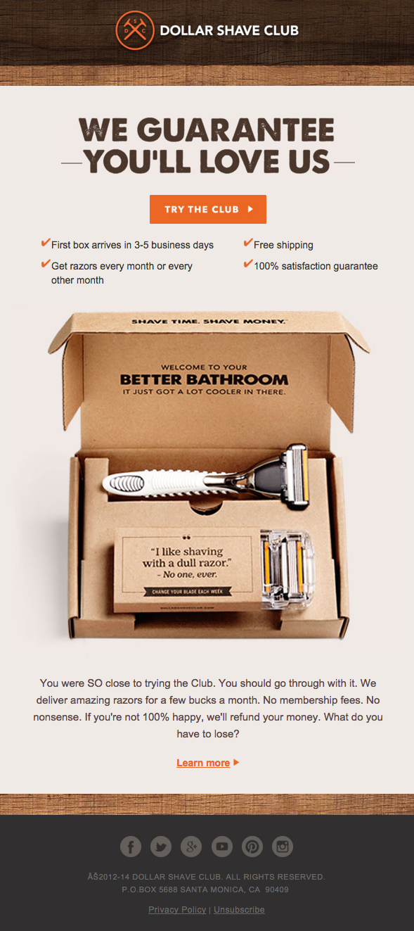 dollar shave club newsletter