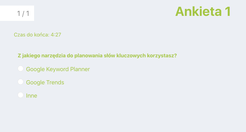 ankieta podczas webinaru
