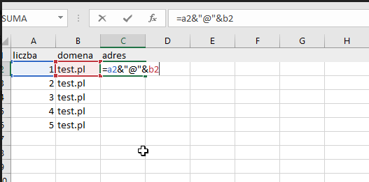 Tworzenie listy mailingowej w Excelu
