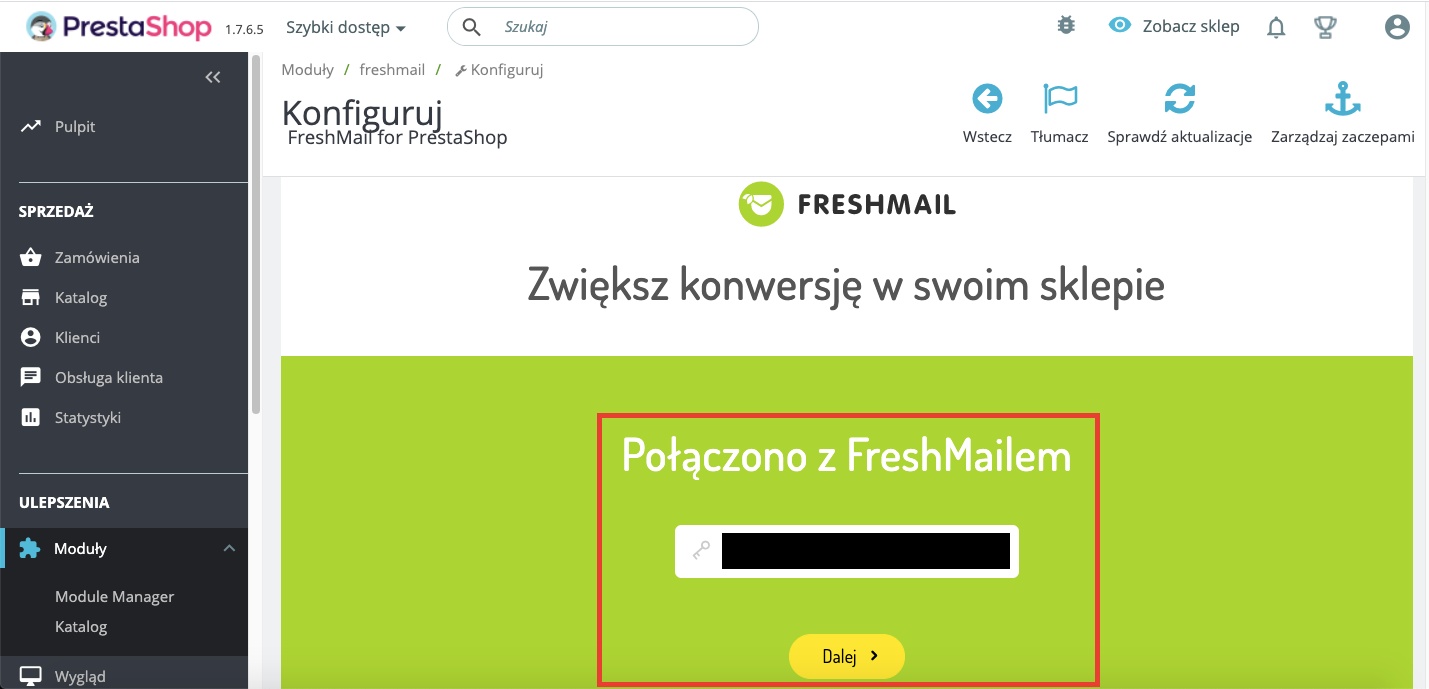 Instrukcja integracji PrestaShop z FreshMail