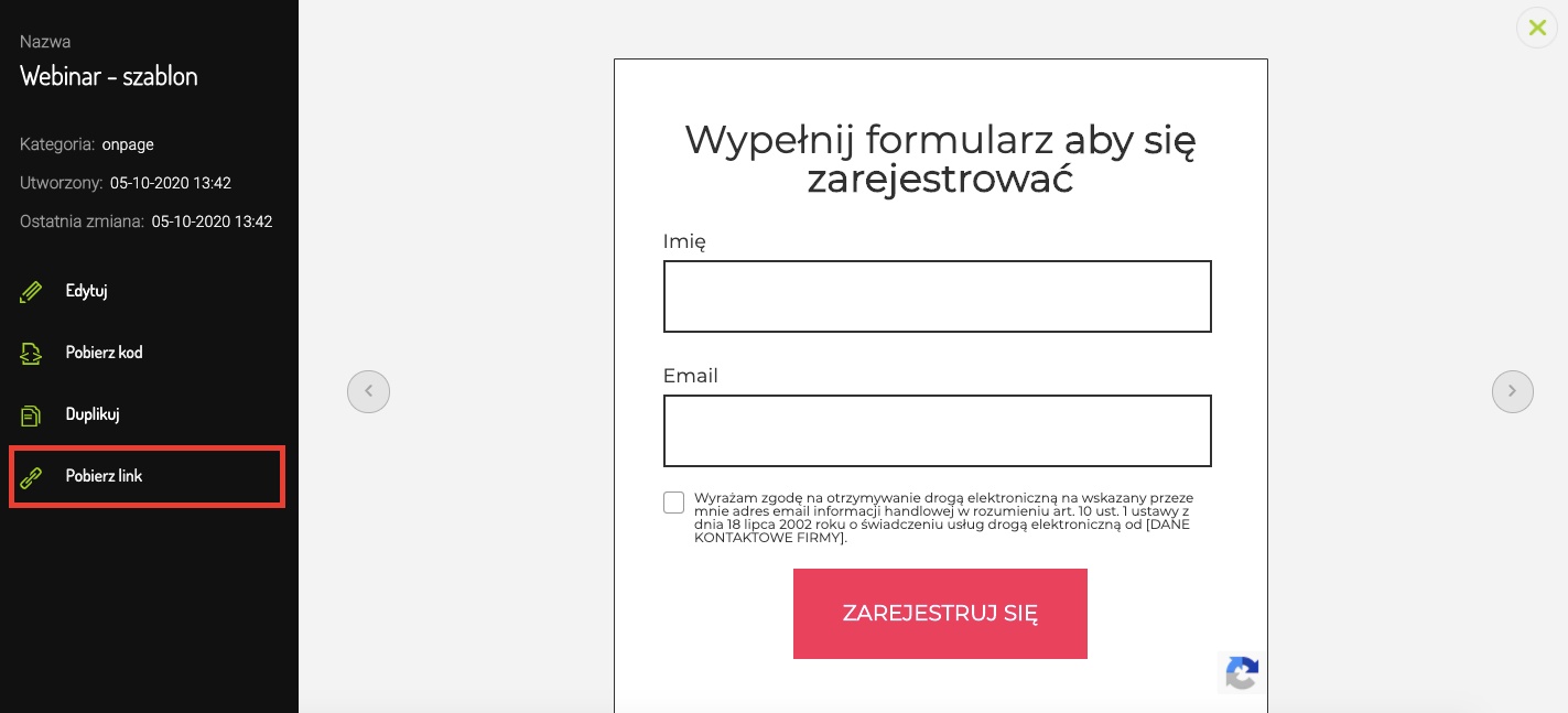 Pobierz link formularza